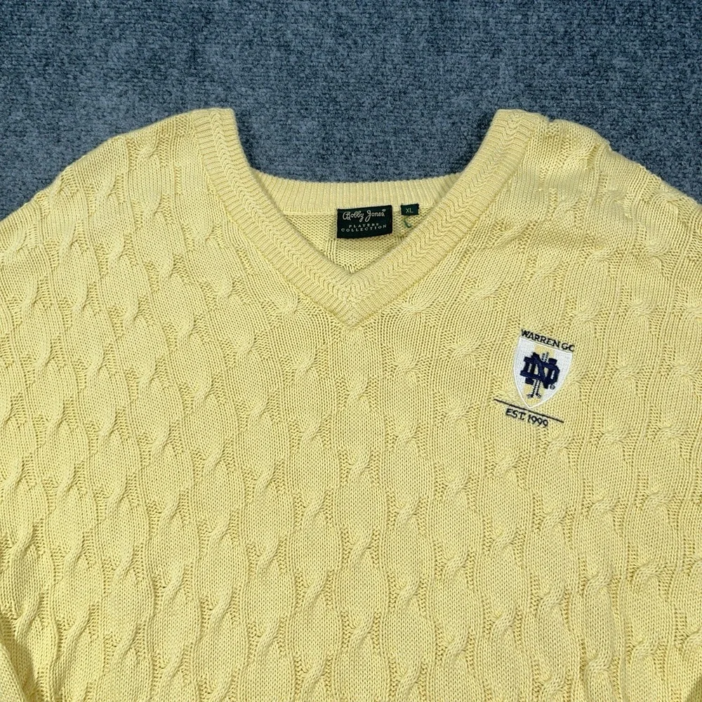 VTG Bobby Jones Notre Dame Chunky Cable 3D‎ Knit Sweater Mens XL Grandpa Golf